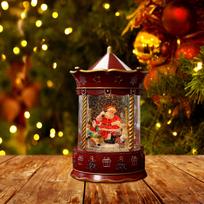 Christmas Snow Globe Music Box,Holiday Decor with 8 Songs,Glitter for Centerpiece,Party,Indoor Valentines Day Gift Decoration