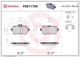 BREMBO Stabdžių kaladėlių komplektas XTRA LINE - Ceramic P50117NX