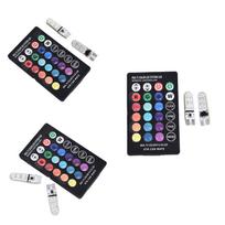 2 vnt. T10 5050 W5W 6 SMD Nuotolinio valdymo pultelis RGB LED Automobilio salono skaitymo lemputė Lemputė
