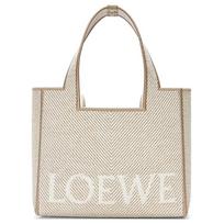 Loewe Font Tote su nuimamu reguliuojamu peties dirželiu Drobės pirkinių krepšys Moteriškas krepšys Lino ALF1B59X14-2370 Basic Set (Bag+Dust Bag)