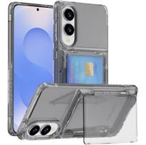 Skaidrus kortelės laikiklis Telefono dėklas Samsung Galaxy S25 Ultra S24 Plus S23 S25edge Atsparus smūgiams, įbrėžimams Plonas dangtelis Galaxy S24 Ultra pilka spalva