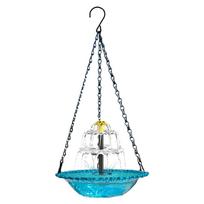 Hanging Solar Bird Bath Fountain Wildlife Feeder Bird Bath Bowl with Solar Powered Pump for Outdoor Garden Backyard Patio Lawn mėlyna