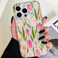 INS Tulip Transparent Apple Phone Case: iPhone 17 Pro/16/15/14/13/12/11 Airbag Shockproof iPhone 11