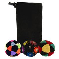 Set of Three Fabric Hacky Sack Footbag Balls with Carrying Pouch Durable Soft Footbag for Hand Eye Coordination and Outdoor Indoor Games One Size