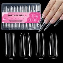 192x/Box Clear Nail Tips Soft Gels Tips Full Cover Tips Artificial False Nail 1