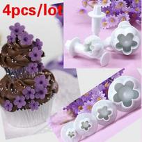 4Pcs/Set Kitchen Baking Tools Plum Flower Plunger Fondant Mold Cutter Sugarcraft Cake Tools Decorating Accessories Supplies