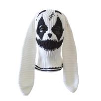 Rabbit Ears Evil Clown Hat Handwoven Balaclava Cap Novelty Party Hat for Girl Boys Knit Mask Hat Accessories 4