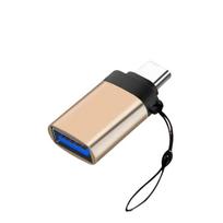USB 3.0 į Type C/USB ir Type-C adapteris OTG keitiklis mobiliajam telefonui, pelės USB jungties adapteris su dirželiu auksas