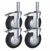 4 db 200 mm-es forgókerék fékkel bútorállványzathoz, 100x35 mm-es orsó