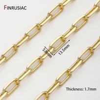 18K Gold Plated Brass Rolo Cable Chain,5.8*13.5mm Paperclip Link Chain for DIY Handmade Jewelry Making Materials Accessories 1 meter