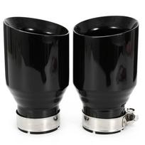 1 PC Car Modified Stainless Steel Glossy Black Exhaust Pipe Universal Bevel Edeg Shiny Muffler Tip For BMW Series Mazda VW Benz 51MM IN 76MM OUT