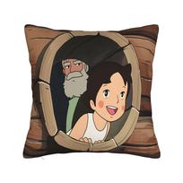 Heidi Peter And Grandpa Alps Pillow Case Vintage Pillow Cover Comfy Pillowcases For Living Room Sofa Peach skin 18*18(CM)-1Pcs