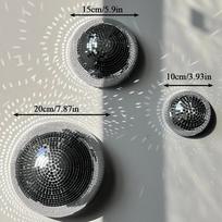Three-piece Disco Ball Mirrored Glass Half Sphere Wall Hanging With Self Adhesive Back For Party Centerpiece Home Decor