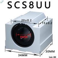 Extended Aluminum Alloy Linear Bearing Block SCS20 for Sliding Shafts, 30x8x12mm