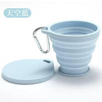 Collapsible Silicone Cup 180mL Portable Foldable Drinking Cup with Carabiner Clip Space Saving Outdoor Travel Camping Hiking Cup One Size mėlyna