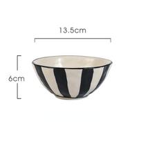 Juodai baltos dryžuoti keramininiai stalo indai,Porcelianinis gilus dubuo,Šiaudų skrybėlės lėkštė,Makaronų vakarienės lėkštės,Dubenys,Stalo indai,Tinka naudoti mikrobangų krosnelėje