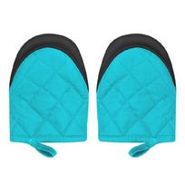 Heat Resistant Kitchen Mitts for Baking and Cooking Neoprene Small Oven Gloves Practical Nonslip Duckbill Mittens mėlyna