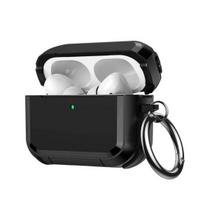 Ausinių dėklas AirPods Pro 3 įkrovimo dėklui Nešiojamas smūgiams atsparus belaidžių ausinių apsauginis dangtelis Visą paviršių dengiantis korpuso apvalkalas su metaliniu žiedu for AirPods 3 juoda