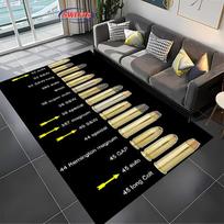 3D Assault Rifle Pistol Revolver Gun Carpet for Living Room Bedroom Hallway Long Strip Anti-slip Rug Sofa Doormat Home Decor Mat 40x60cm (16x24in)