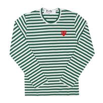 Comme Des Gar Ons 3 Play Play Red HearT Wappen STripe Long Sleeve T Ax T164 051 AX-T164-051 3 (XS)