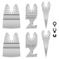 6Pcs Oscillating Multi Tool Hook Knife Blade Scraper Stainless Steel 3 Sided Scraper Blade Asphalt Shingle Cutter Tool for Cutti Multipurpose Cutting
