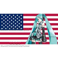 Anime Hatsune Miku gobelenas Amerikos vėliavos gobelenas Fono dekoracija Bendrabučio lovos gobelenas Svetainės sofos fono audinys 74x94cm(29x37in)