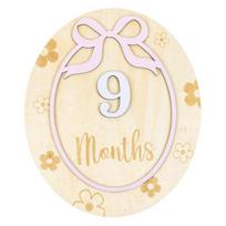 Baby Monthly Milestone Ornaments, Wooden Growth Markers with 3D Bow And Flower Decoration, Baby Monthly Milestone Cards for Baby Photos Keepsake E