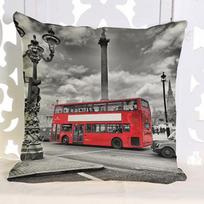 Vintage Uk London Phone Booth Throw Pillow Case Sofa Decorative Cotton Linen Big Ben Art British Fashion Cushion Cover Peach skin 18*18(CM)-1Pcs