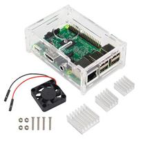 Raspberry Pi 3 Acrylic Case with Fan & 3 Aluminum Heatsinks Set Kit
