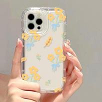 Yellow flower apple 15 mobile phone case iphone14promax transparent soft rubber 13/12/11 all-inclusive anti-drop apple 15promax