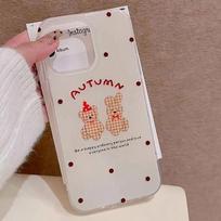 ins red plaid bear applies to Apple 17Pro mobile phone case IP16/15 white background imd case 14/Air cute 13 IPhone17ProMax