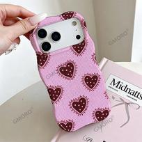 Pink woven love mobile phone case Apple 16promax trendy women's film case iPhone17 European and American style iPhone17