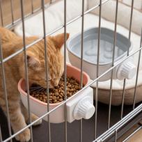 Anti-choke Slow Feeder Bowl Hanging Crate Feeder Practical Hanging Dog Bowl  Indoor Feeding rožinė