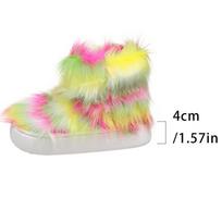 New Winter Fashion Fluffy Fur Boots Women Contrast Color Plush Warm Snow Boots Woman Anti Slip Thick Sole Cotton Padded Shoes 36-37