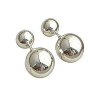 1 Pair Double Ball Drop Earrings for Women Girls, Dangle Stud Earrings, Minimalist Statement Jewelry sidabras