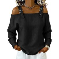 Off Shoulder Strap Blouse for Women Long Sleeve Casual Loose Fit Top Spring Tops for Women Summer Tops for Women Boho Tops for Women XXL