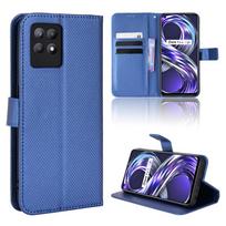 Deimantinio rašto odinis minkštas silikoninis telefono dėklas, skirtas Oppo Realme 9i 9 Pro Plus piniginės kortelės lizdo knygos stovo dangtelis, skirtas Realme 8i 7 8 Pro 4G telefono dangtelis Realme 9i mėlyna
