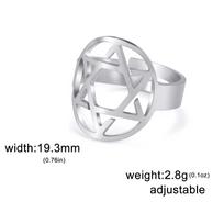 925 Sterling Silver Yellow Gold-Tone Classic Small Star of David Ring Band - Size 5 opening adjustable white