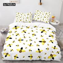 Bee Duvet Cover Set Queen Microfiber Floral Bedding Set for Teens Girl Spring Fresh and Natural Theme 2/3 Pieces Comforter Cover EU single(135x200cm) gray