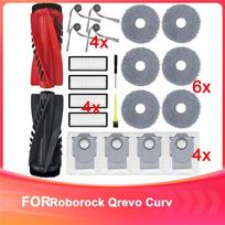 CYCLI-Accessories For Roborock Qrevo Curv, Replacement Part With Main Brush,HEPA Filters,Mop Cloths,Dust Bags,Side Brushes