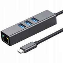 Przejściówka Usb-C Ethernet Adapter Karta Sieciowa Lan Hub Usb Gigabit Rj45