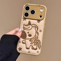 Brown pony iPhone case 16/15promax anti-drop 14pro/13/12/11/x leather pattern 17/XR soft apple 11