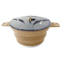 Foldable Portable Camping Cook Pot with Handle Open Fire Coffee Pot for Outdoor Fishing for Hiking Backpacking for Picnic Travel chaki