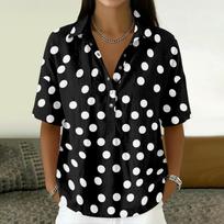 Women's Vintage Floral Print Short Sleeve Shirt Button Down Collar Loose Fit Casual Blouse Lightweight Breathable Fabric XL
