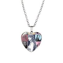 Trendy Taylor Swift Heart-shaped Necklace For Kids Colorful Gemstone Design Perfect Gift For Girls XXXL6010,Stainless Steel Chain