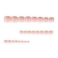 24Pcs Golden French Tip Press on Toenails, Glossy Removable Glue on False Toe Nails, Short Square Stick-on Fake Nails for Women 24PCS