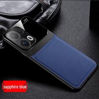 Oppo Reno 15 Pro / Find X9 / A5 Pro / A79 Leather Texture Color Block Phone Case - Full Coverage Protective Business Cover Reno 15 Pro safyro mėlyna spalva