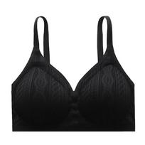 Lace Hollowed Out Seamless Underwear Tira Sexy Gathering Without Steel Ring Fixed Cup Breathable Bra for Women M juoda