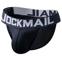 Kelnaitės JOCKMAIL Kvėpuojantis nailoninis tinklelis Žemo aukščio skeltos sportinės vyriškos apatinės kelnės Kasdieniai laisvalaikio šortai apatinės kelnės M juoda