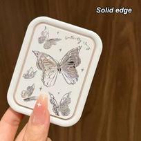 Butterfly atverčiamas sulankstomas makiažo veidrodis, nešiojamas kišeninis veidrodis, moteriškas stačiakampis kosmetinis makiažo veidrodis su šukomis gray
